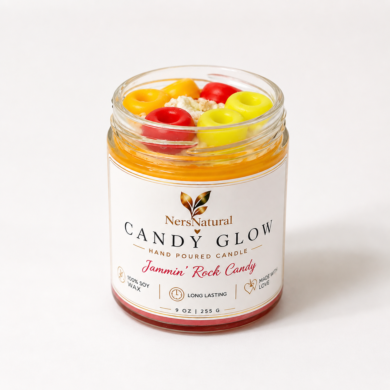 Candy Glow Candle – Jammin’ Rock Candy Scent